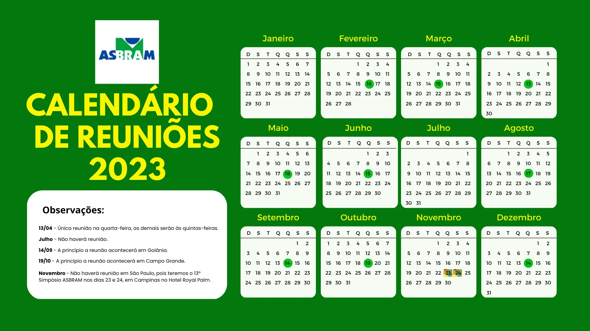 Calendário de Eventos - Maio/2021